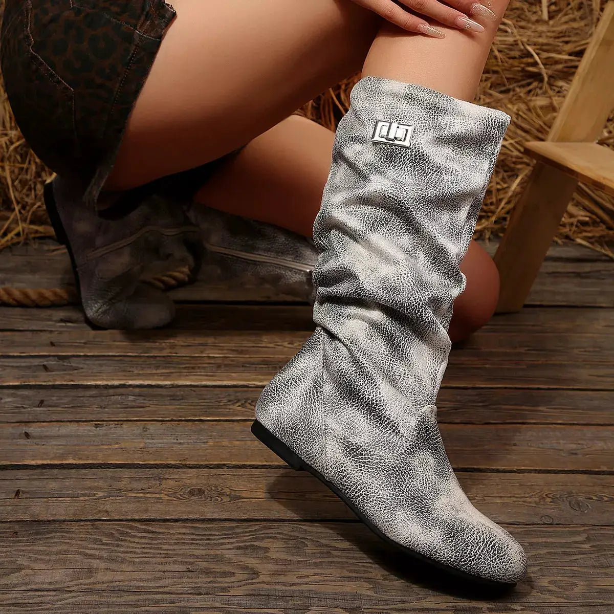 Slouchy Mid-Calf Boots by Trendsi