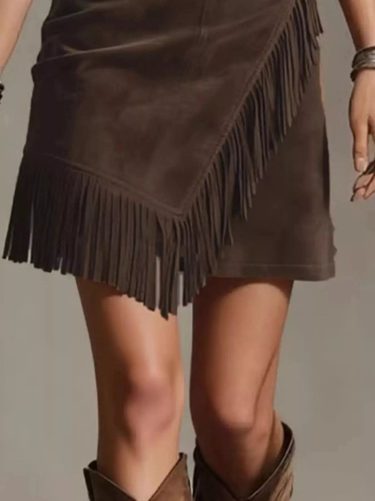 Fringed Wrap Mini Skirt by Trendsi