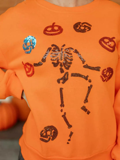 Dancing Critters Sequin Halloween Crewneck Sweatshirt by Trendsi