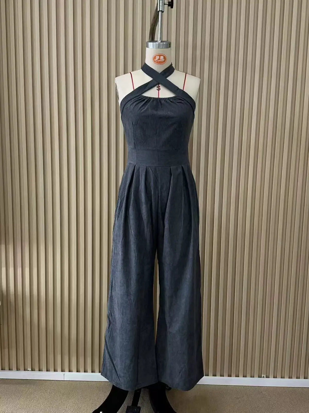 Full Size Halter Neck Wide-Leg Jumpsuit Plus Size by Trendsi