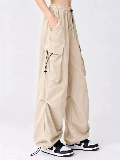 Full Size Drawstring Cargo Pants Plus Size by Trendsi