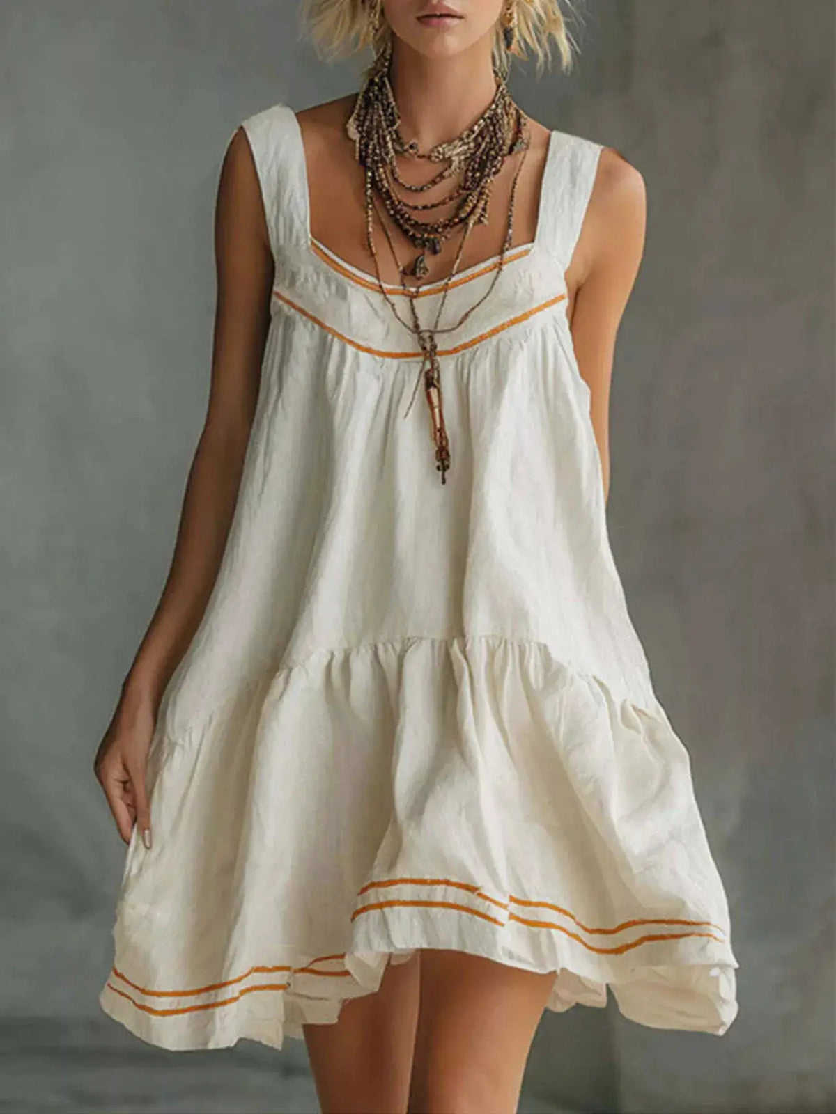 Full Size Sleeveless Tiered Mini Dress Plus Size by Trendsi