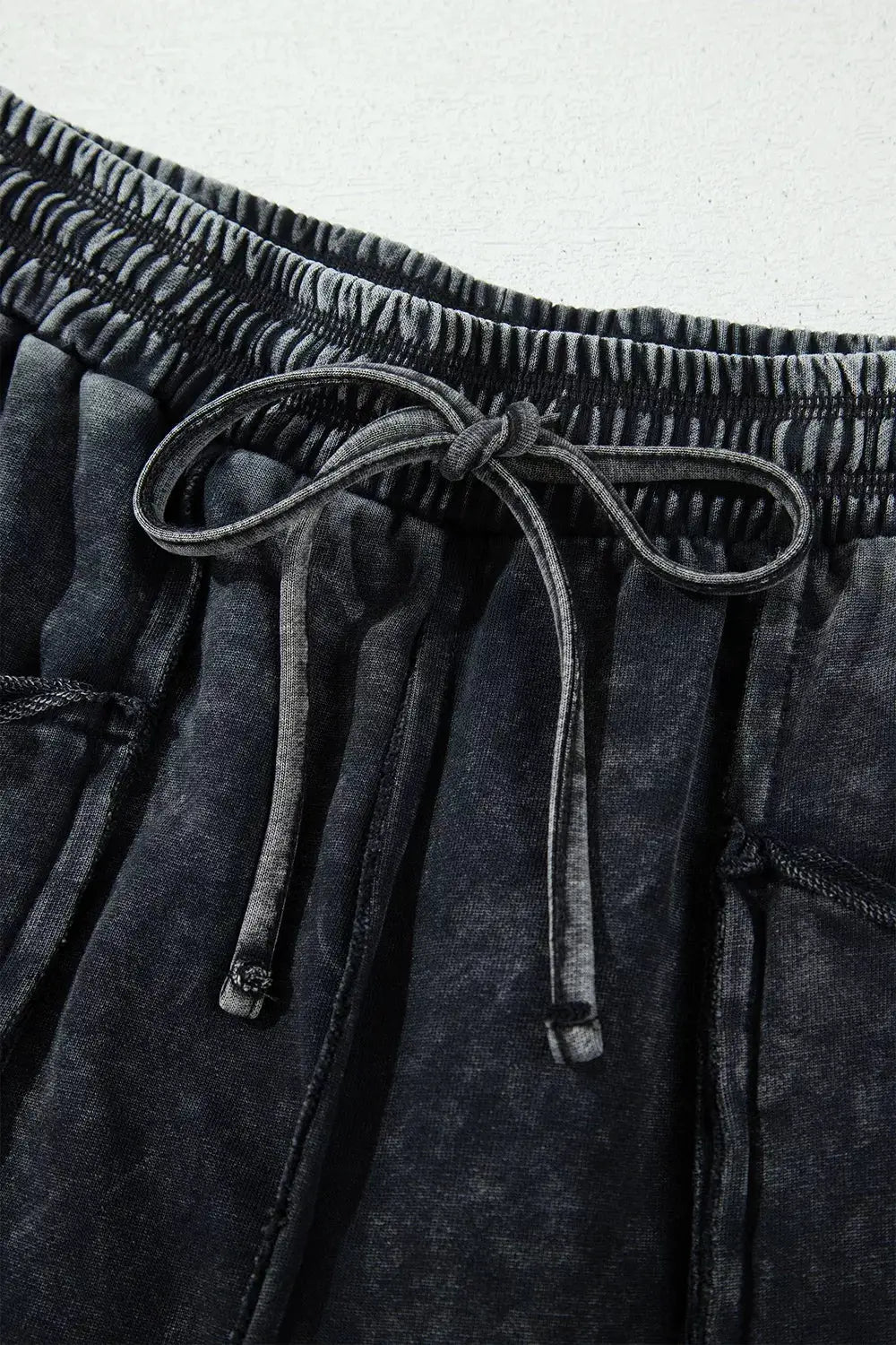 Mineral Wash Raw Seam Drawstring Elastic Waist Barrel Pants by Trendsi
