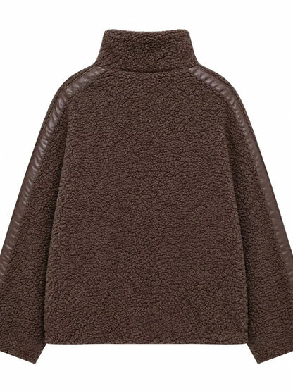 Sherpa Zip-Up Outerwear by Trendsi