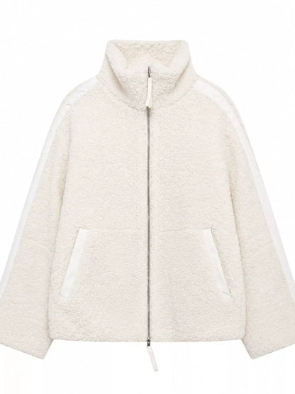 Sherpa Zip-Up Outerwear by Trendsi