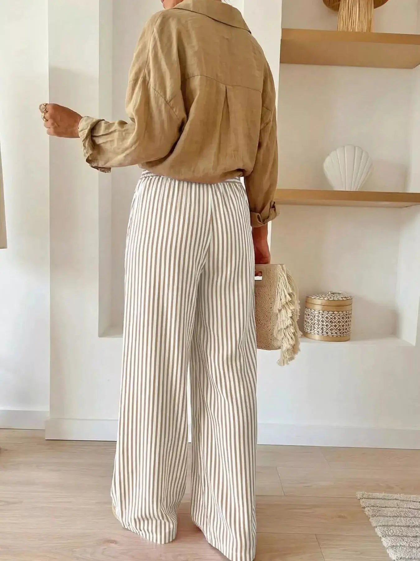 Striped Wide-Leg Pants by Trendsi