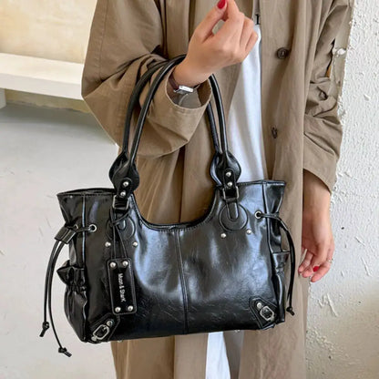Drawstring Leather Handbag by Trendsi
