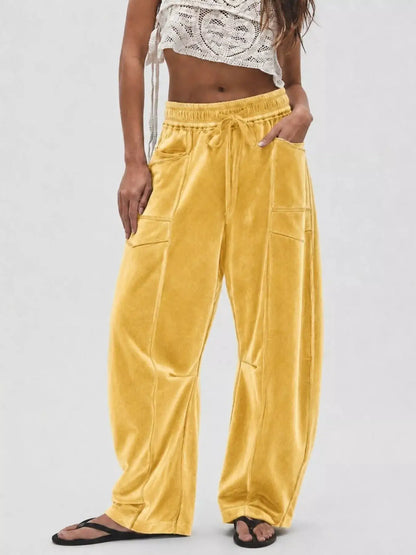 Velvet Wide-Leg Pants by Trendsi