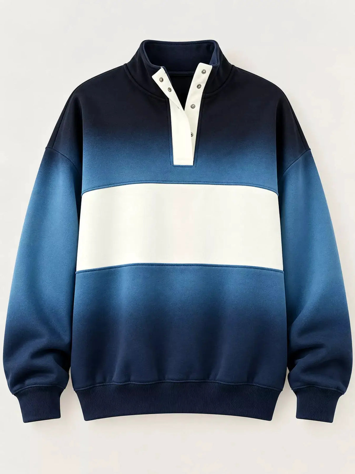 Full Size Color Block Snap-Button Sweatshirt Plus Size by Trendsi