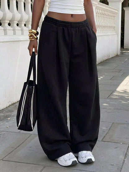 Elastic Waist Wide-Leg Sweatpants by Trendsi