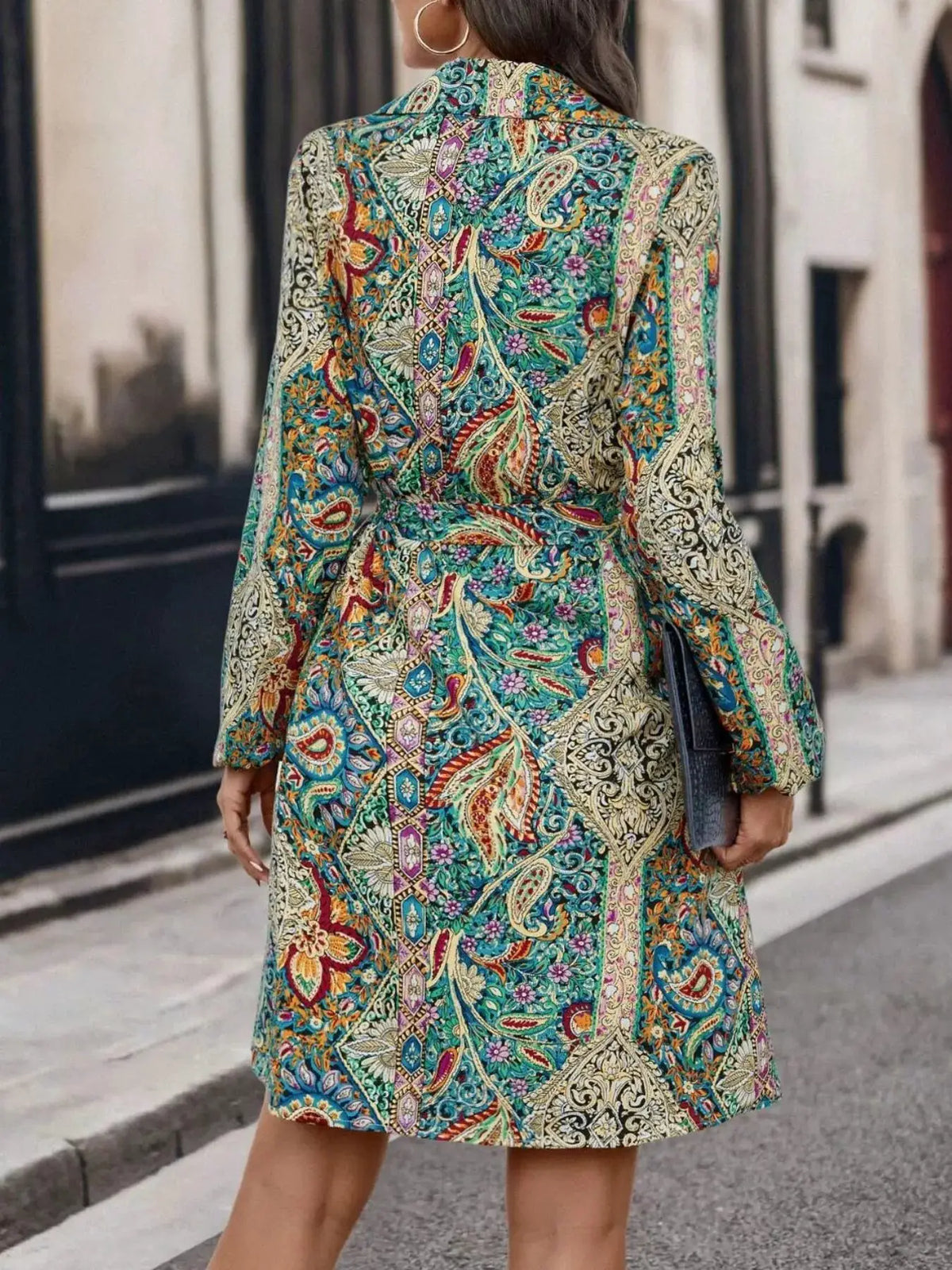 Paisley Print Button-Down Shirt Dress by Trendsi