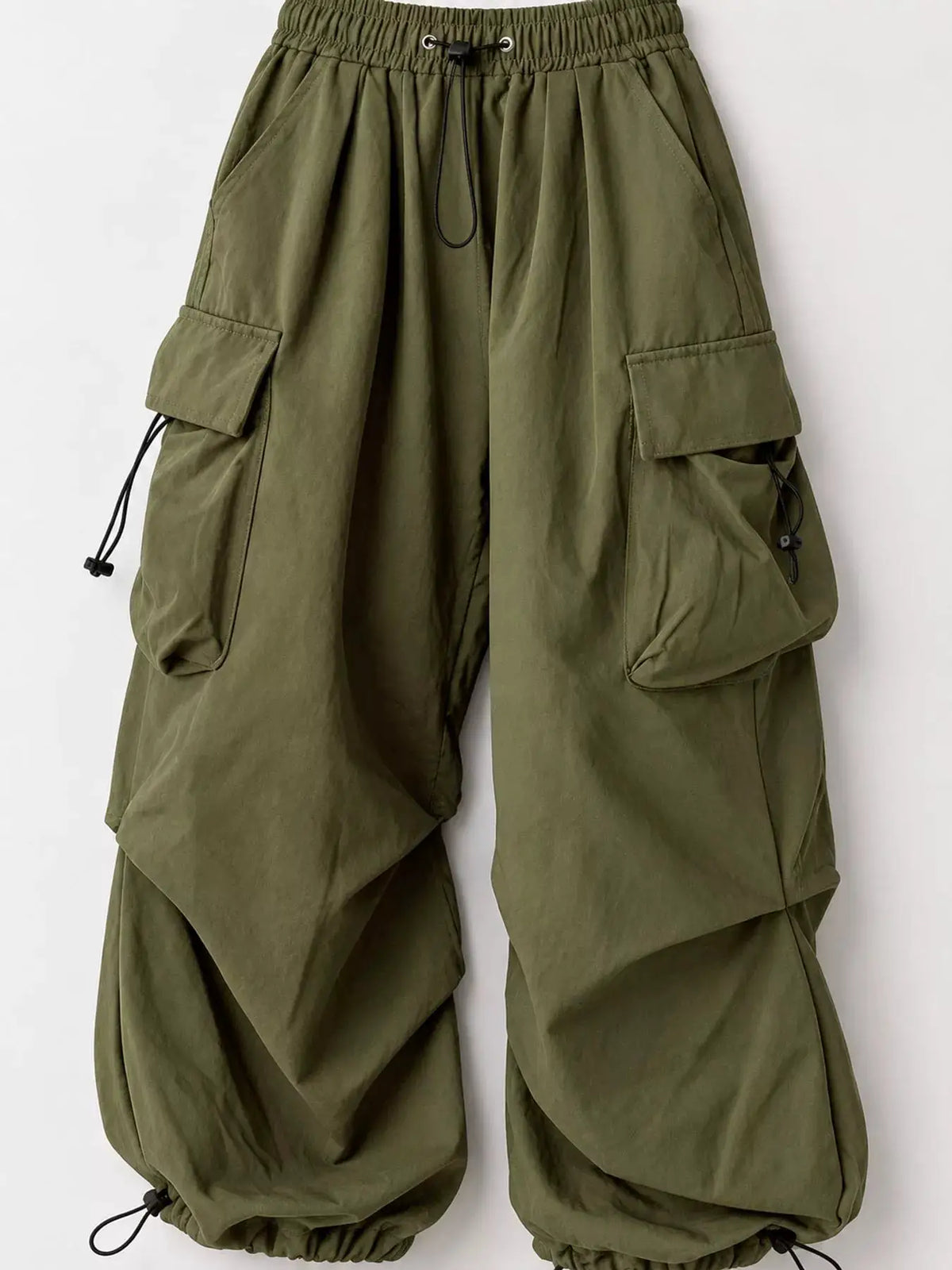 Full Size Drawstring Cargo Pants Plus Size by Trendsi