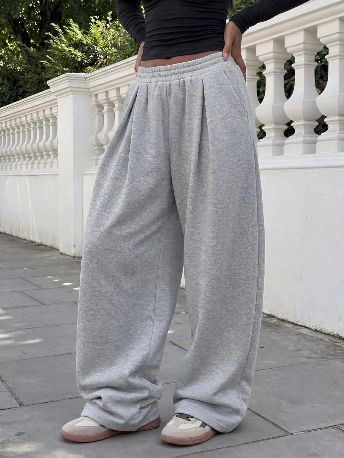 Elastic Waist Wide-Leg Sweatpants by Trendsi