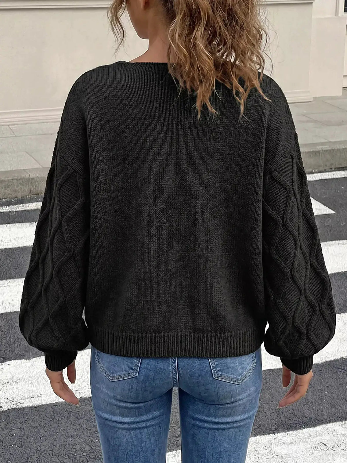 Snowflake Textured V-Neck Sweater by Trendsi