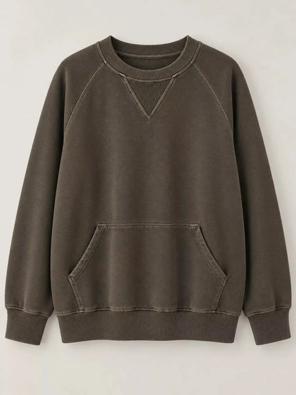 Crew Neck Raglan Sleeve Sweatshirt by Trendsi