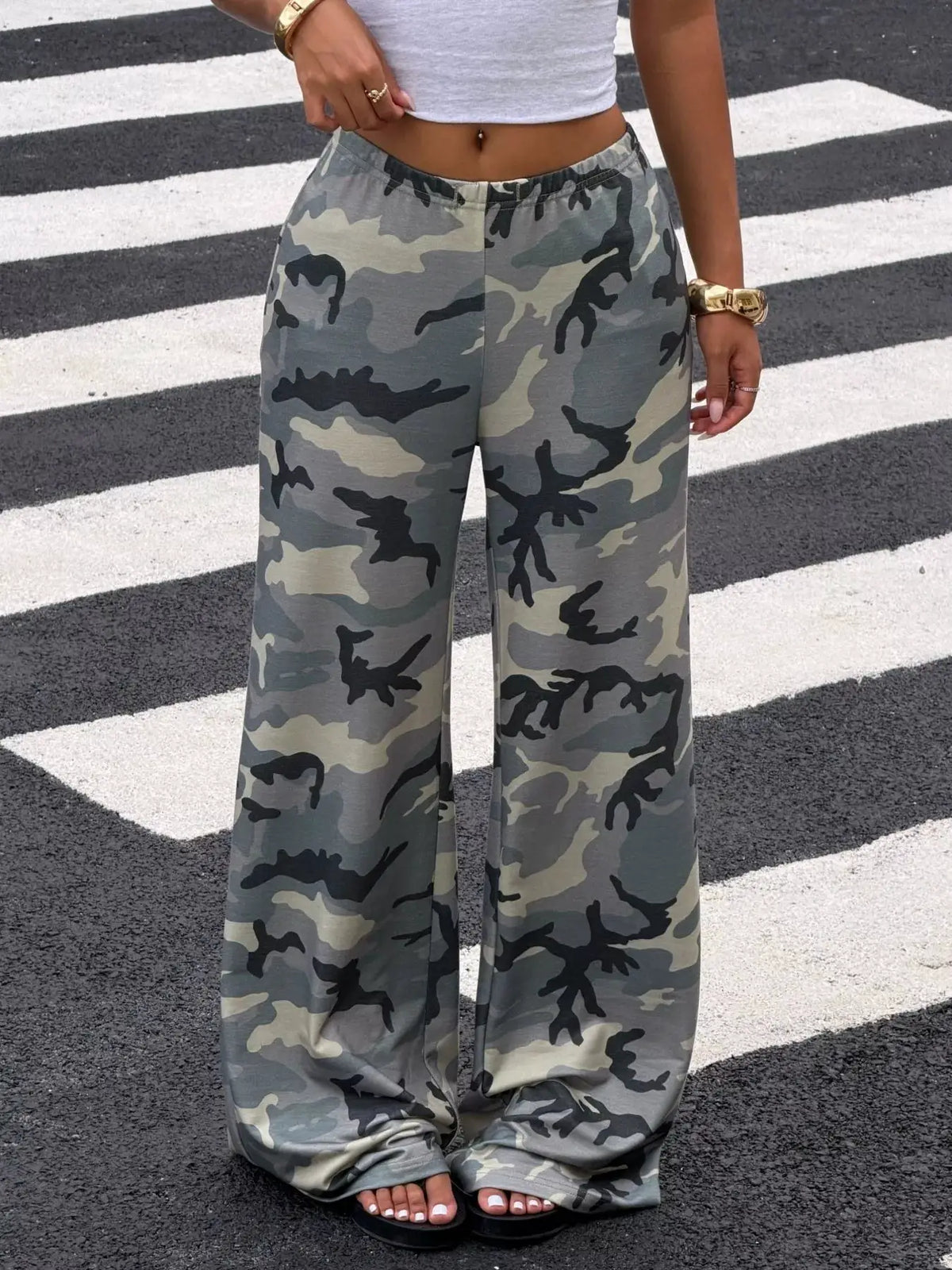 Camouflage Wide-Leg Casual Pants by Trendsi