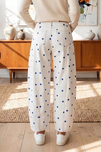 Polka Dot Wide-Leg Jeans by Trendsi