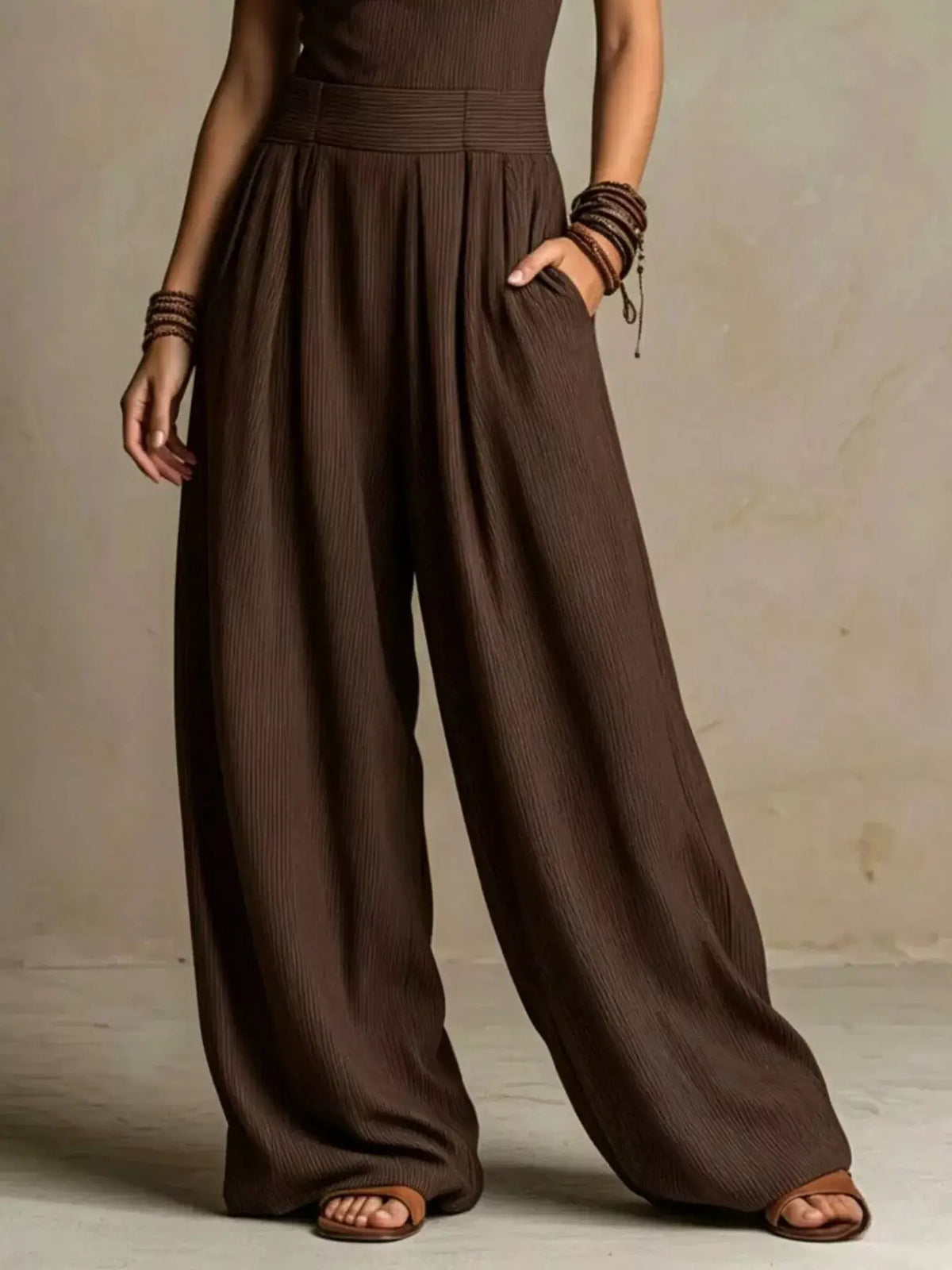 Full Size Halter Neck Wide-Leg Jumpsuit Plus Size by Trendsi