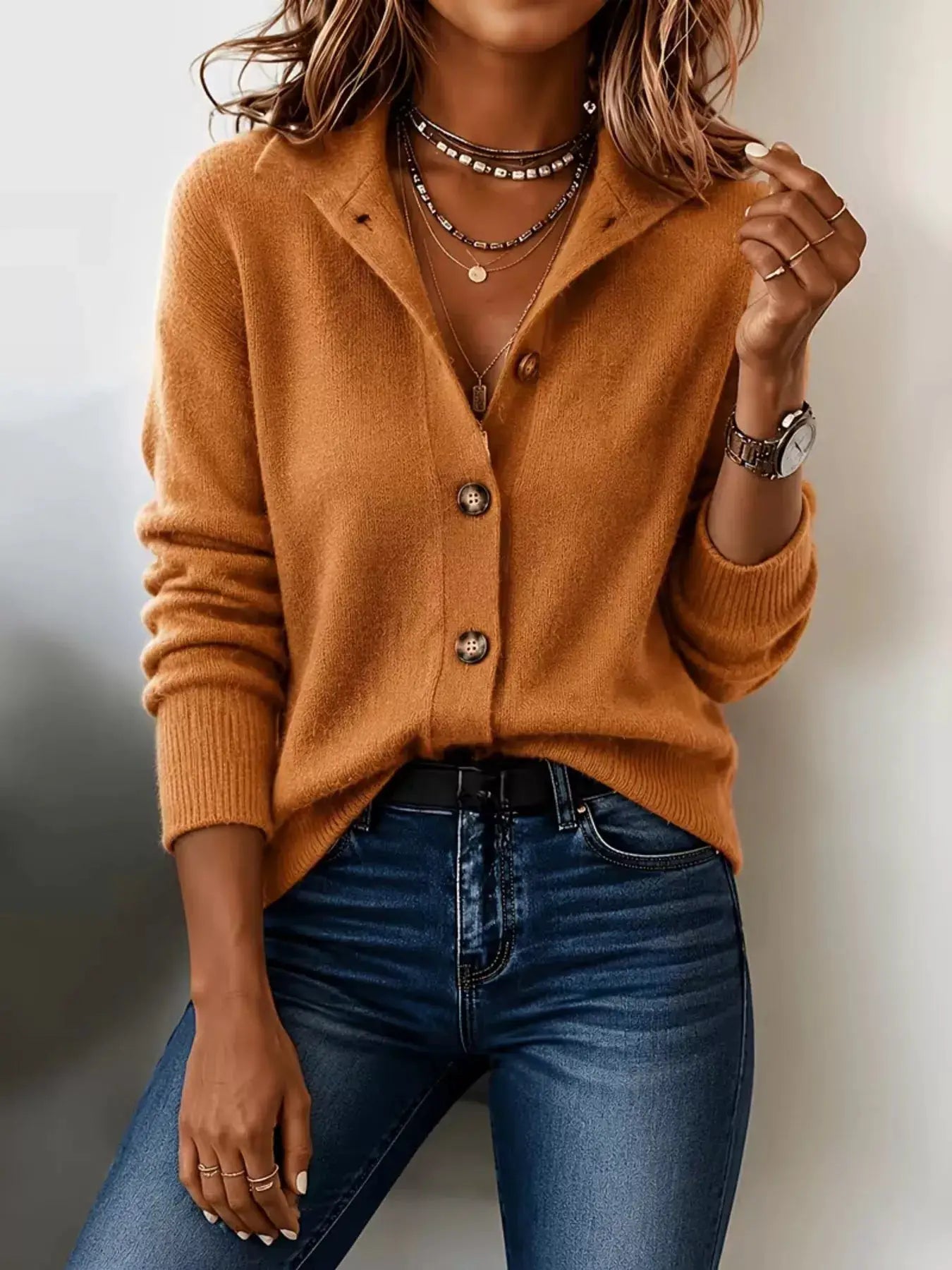 Button-Down Knit Cardigan by Trendsi