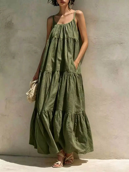 Tiered Scoop Neck Maxi Dress by Trendsi