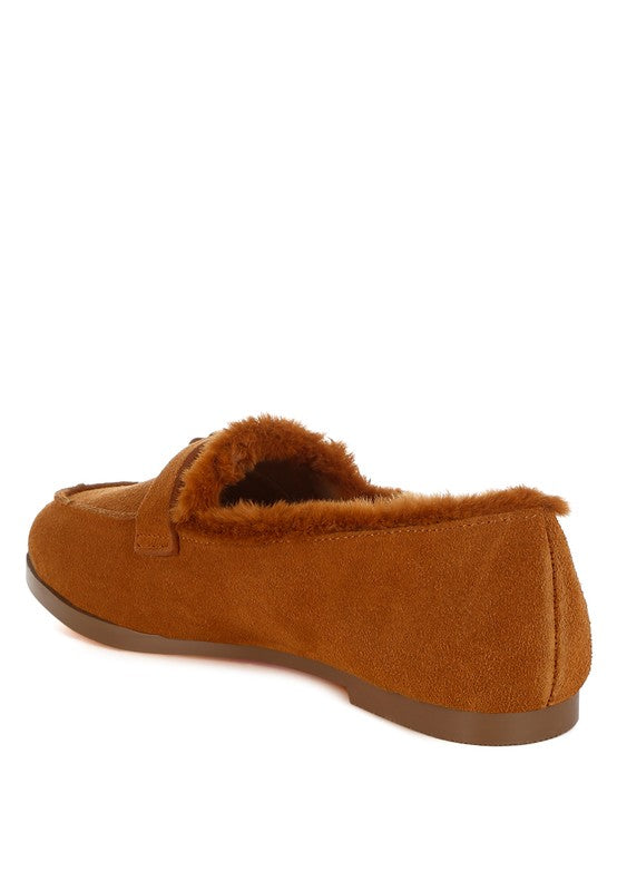 Ohrid Suede & Faux Fur Flat Loafers