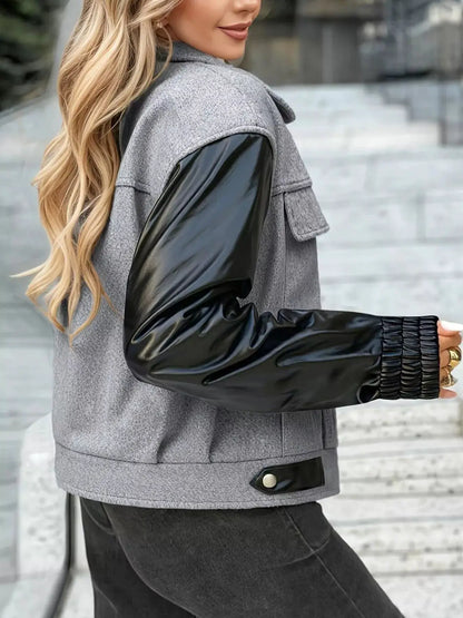 Color Block Zip-Up Jacket by Trendsi