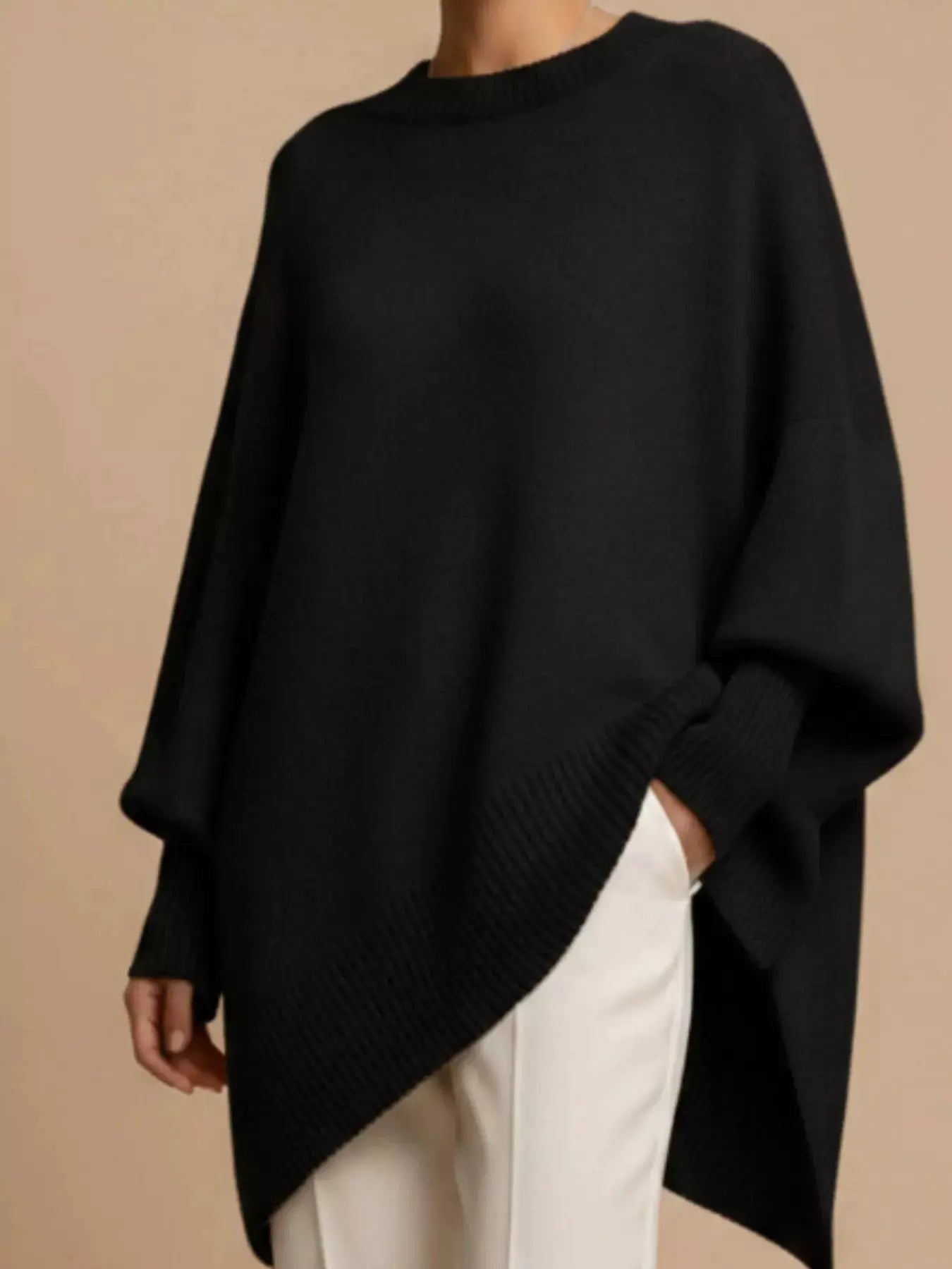 Oversized Batwing Sleeve Sweater by Trendsi