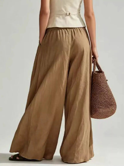 High-Waisted Pleated Wide-Leg Pants by Trendsi