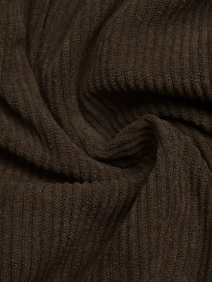 Contrast Sherpa Collar Corduroy Zip Up Jacket by Trendsi