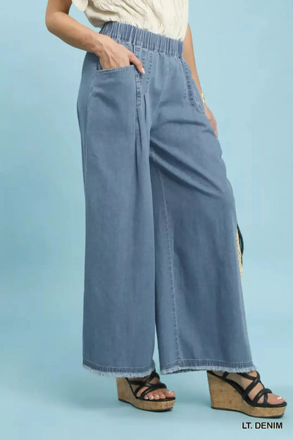 Umgee Stone Washed Wide Leg Pants by Trendsi