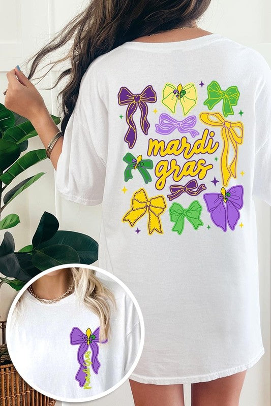 Mardi Gras Bows Graphic Plus Heavy Cotton Tee