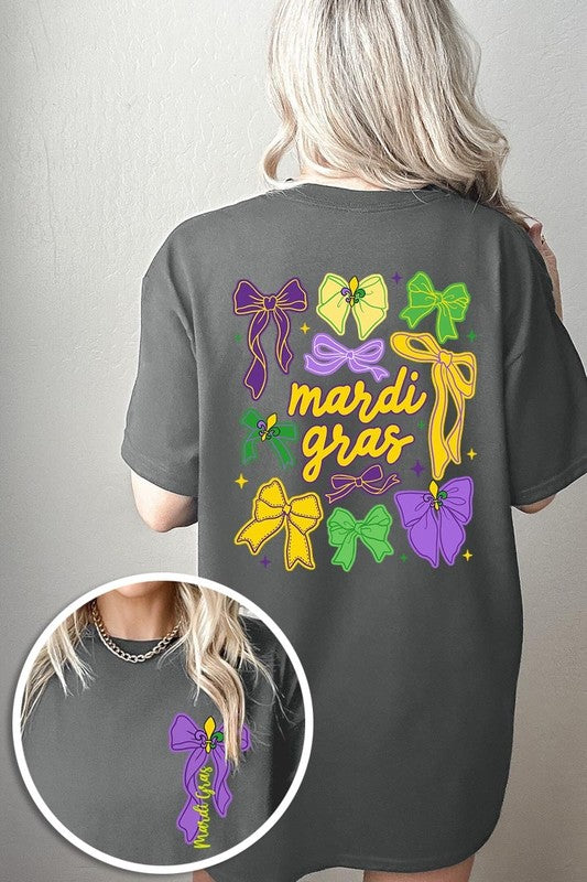 Mardi Gras Bows Graphic Plus Heavy Cotton Tee