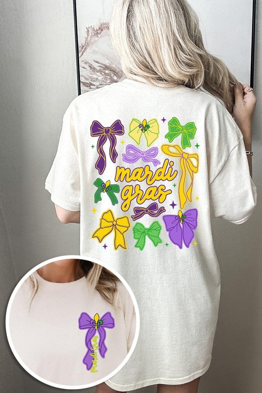 Mardi Gras Bows Graphic Plus Heavy Cotton Tee