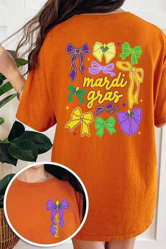 Mardi Gras Bows Graphic Plus Heavy Cotton Tee