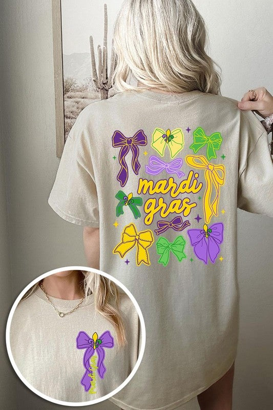 Mardi Gras Bows Graphic Plus Heavy Cotton Tee