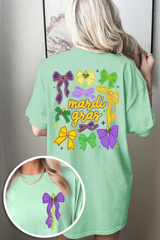 Mardi Gras Bows Graphic Plus Heavy Cotton Tee