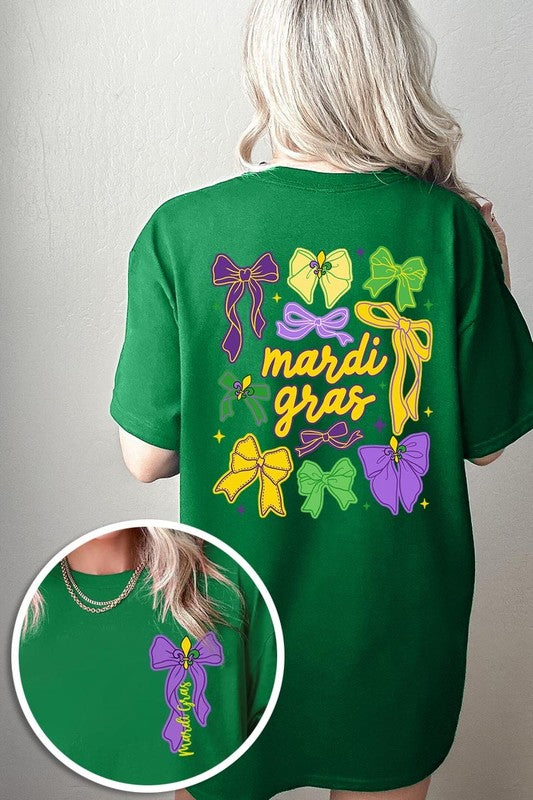 Mardi Gras Bows Graphic Plus Heavy Cotton Tee