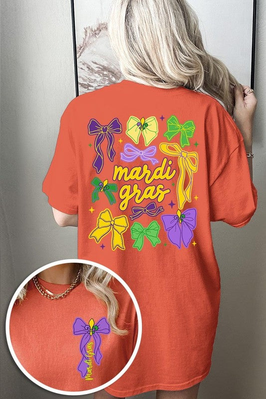 Mardi Gras Bows Graphic Plus Heavy Cotton Tee