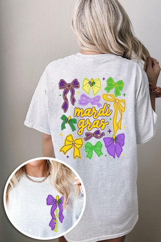 Mardi Gras Bows Graphic Plus Heavy Cotton Tee