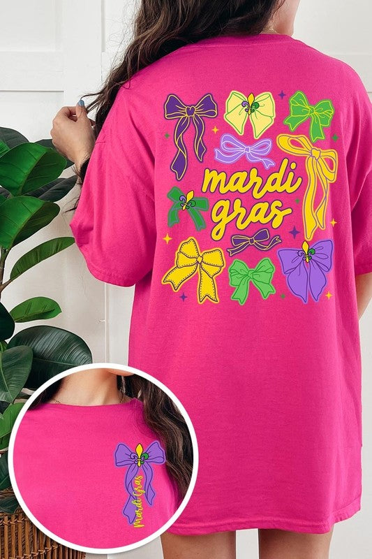 Mardi Gras Bows Graphic Plus Heavy Cotton Tee