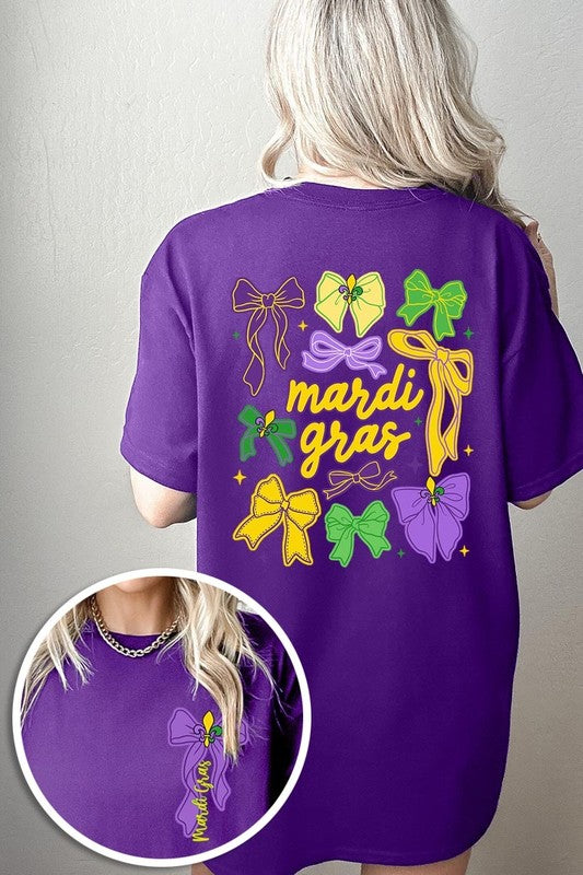 Mardi Gras Bows Graphic Plus Heavy Cotton Tee