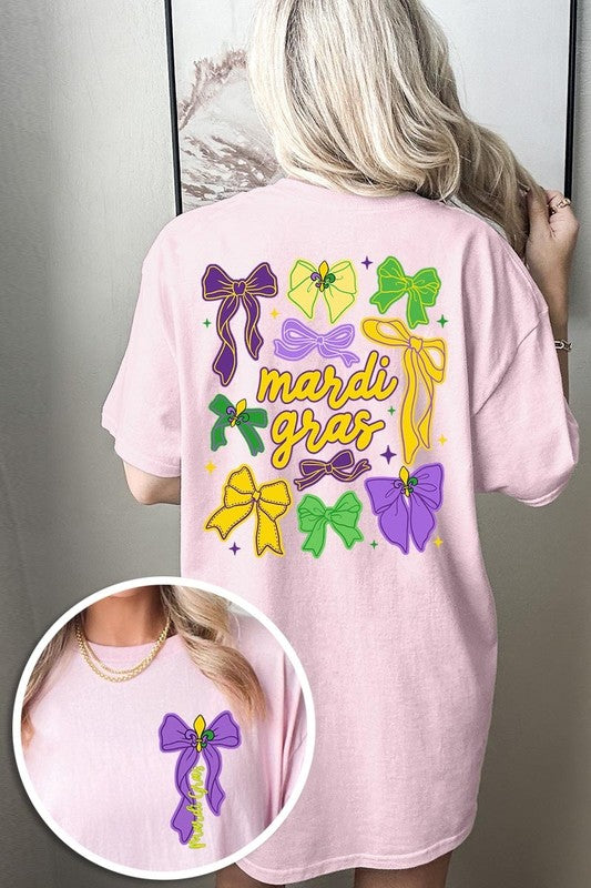 Mardi Gras Bows Graphic Plus Heavy Cotton Tee