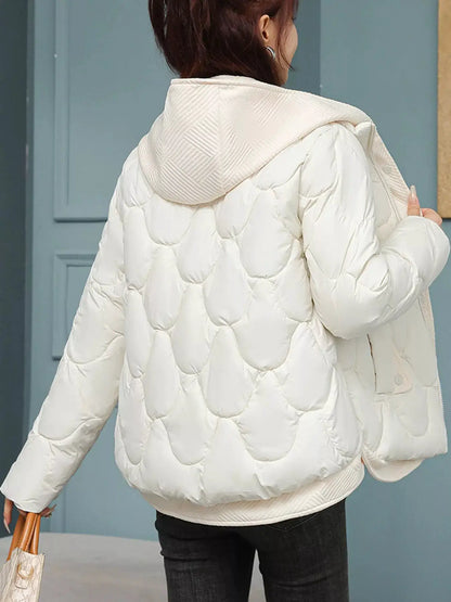 Plus Size Quilted Hooded Puffer Jacket with Snap-Button Closure by Trendsi