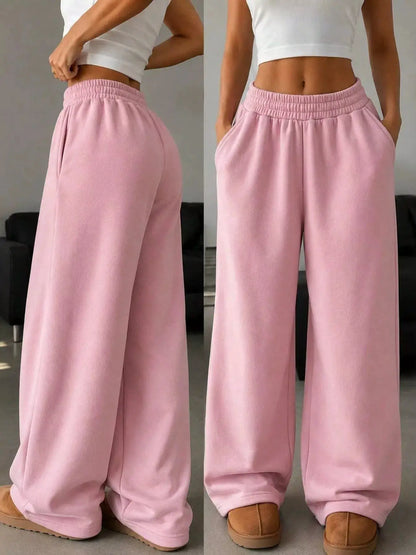 Elastic Waist Wide-Leg Sweatpants by Trendsi