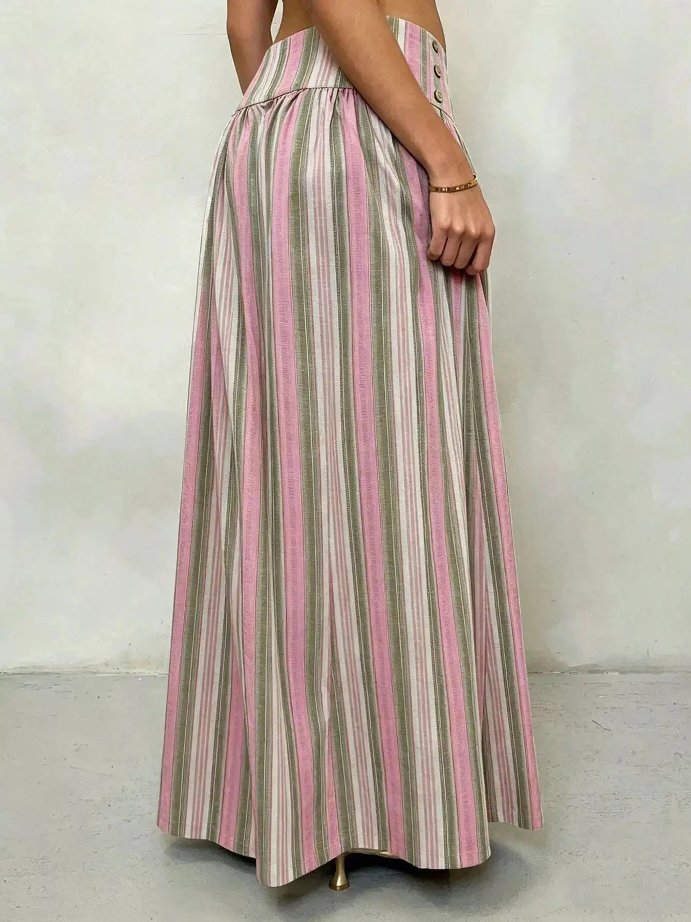 High-Waisted Striped Wide-Leg Casual Pants by Trendsi