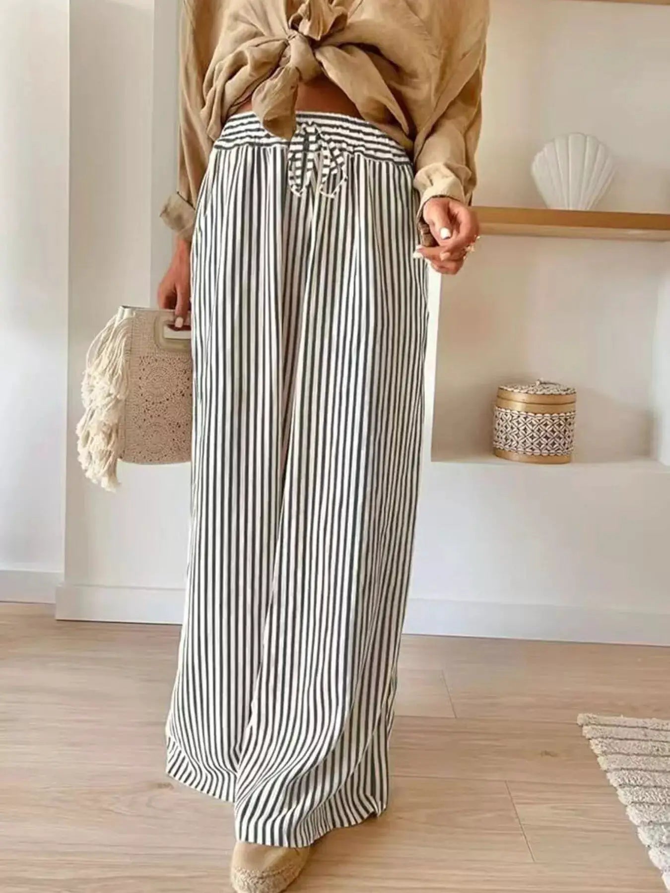 Striped Wide-Leg Pants by Trendsi