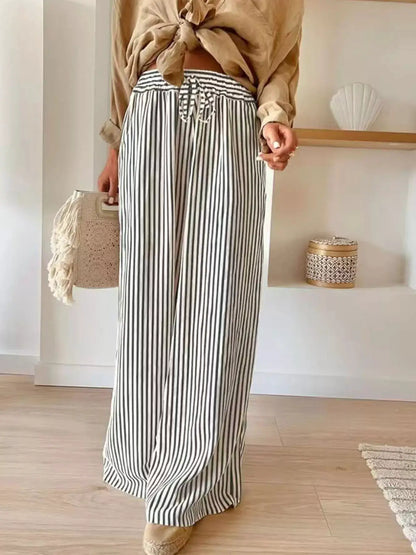 Striped Wide-Leg Pants by Trendsi