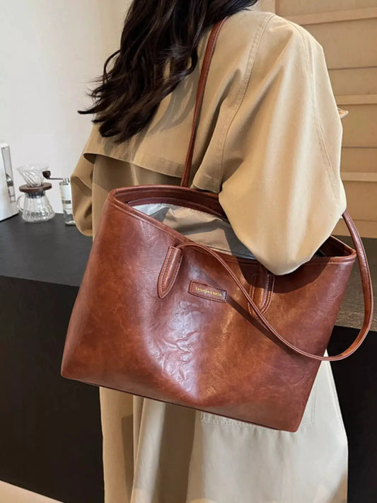 PU Leather Tote Bag by Trendsi