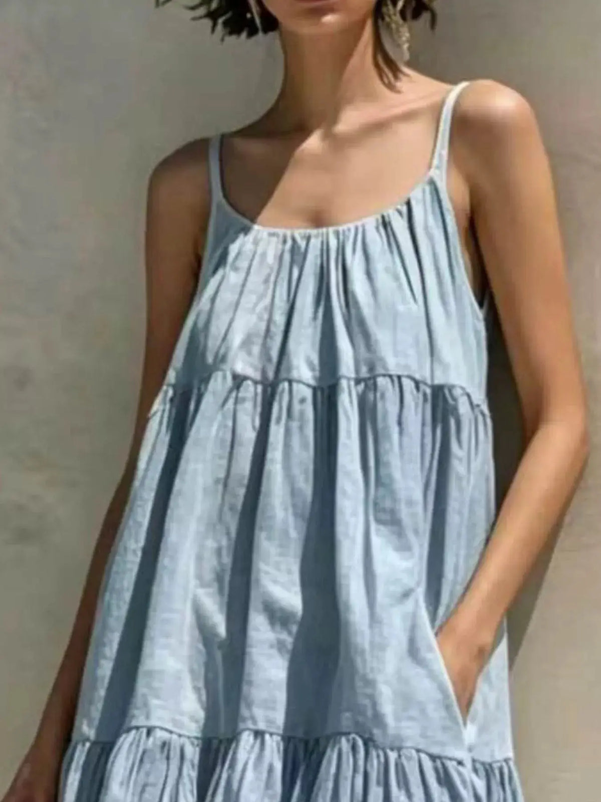 Tiered Scoop Neck Maxi Dress by Trendsi