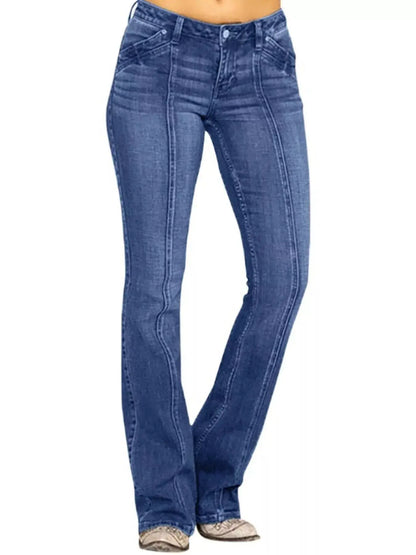 Mid-Rise Bootcut Jeans by Trendsi